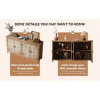Console de rangement 60 po en bois de sapin de style rustique avec 4 portes