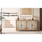 Console de rangement 60 po en bois de sapin de style rustique avec 4 portes