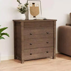 Commode et table de chevet à 3 tiroirs cannelés, commode en bois avec rangement pour chambre à coucher, salon, couloir ou entrée