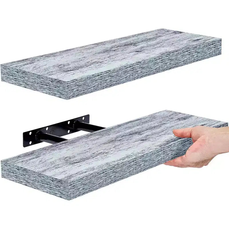 Lot de 2 étagères murales flottantes rectangulaires de 40,6 cm – pour la décoration intérieure, pour exposer trophées, livres, cadres photo et plus encore