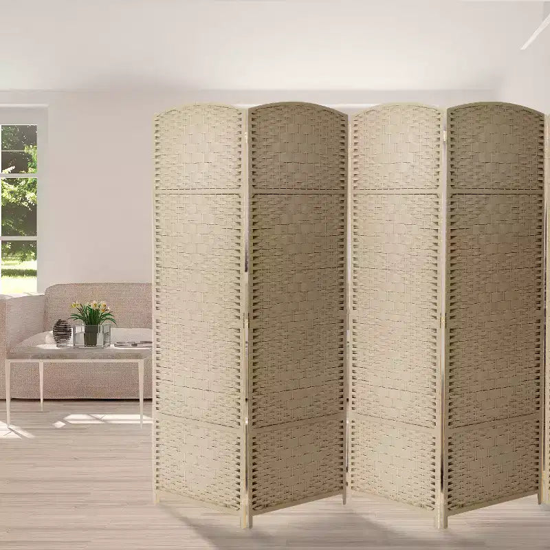 Séparateur de pièce extra large à 8 panneaux de 1,83 m de haut - Paravent, panneaux extra larges à double charnière, double tissage en losange