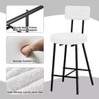 Lot de 4 tabourets de bar, tabourets de comptoir rembourrés avec assise ronde, chaises de bar sans accoudoirs avec dossier, repose-pieds et pieds en métal pour salle à manger