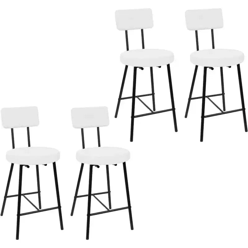 Lot de 4 tabourets de bar, tabourets de comptoir rembourrés avec assise ronde, chaises de bar sans accoudoirs avec dossier, repose-pieds et pieds en métal pour salle à manger