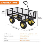 Chariot pliant robuste pour terrasse avec pneus tout-terrain de 10 po | Capacité de 227 kg, 4 côtés en maille amovibles, poignée pivotante à 180° pour cuisine et terrasse
