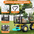 Chariot pliant robuste pour terrasse avec pneus tout-terrain de 10 po | Capacité de 227 kg, 4 côtés en maille amovibles, poignée pivotante à 180° pour cuisine et terrasse