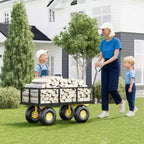 Chariot pliant robuste pour terrasse avec pneus tout-terrain de 10 po | Capacité de 227 kg, 4 côtés en maille amovibles, poignée pivotante à 180° pour cuisine et terrasse