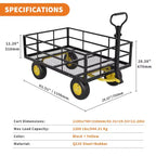 Chariot pliant robuste pour terrasse avec pneus tout-terrain de 10 po | Capacité de 227 kg, 4 côtés en maille amovibles, poignée pivotante à 180° pour cuisine et terrasse