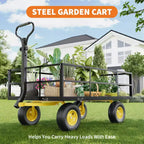 Chariot pliant robuste pour terrasse avec pneus tout-terrain de 10 po | Capacité de 227 kg, 4 côtés en maille amovibles, poignée pivotante à 180° pour cuisine et terrasse