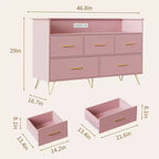 Commode en bois à 5 tiroirs avec étagère de présentation, armoire de rangement moderne pour chambre à coucher, salon, entrée