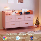 Commode en bois à 5 tiroirs avec étagère de présentation, armoire de rangement moderne pour chambre à coucher, salon, entrée