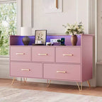 Commode en bois à 5 tiroirs avec étagère de présentation, armoire de rangement moderne pour chambre à coucher, salon, entrée