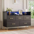 COZONY 5-Drawer Wood Dresser with Display Shelf, Modern Storage Cabinet for Bedroom Living Room Entryway