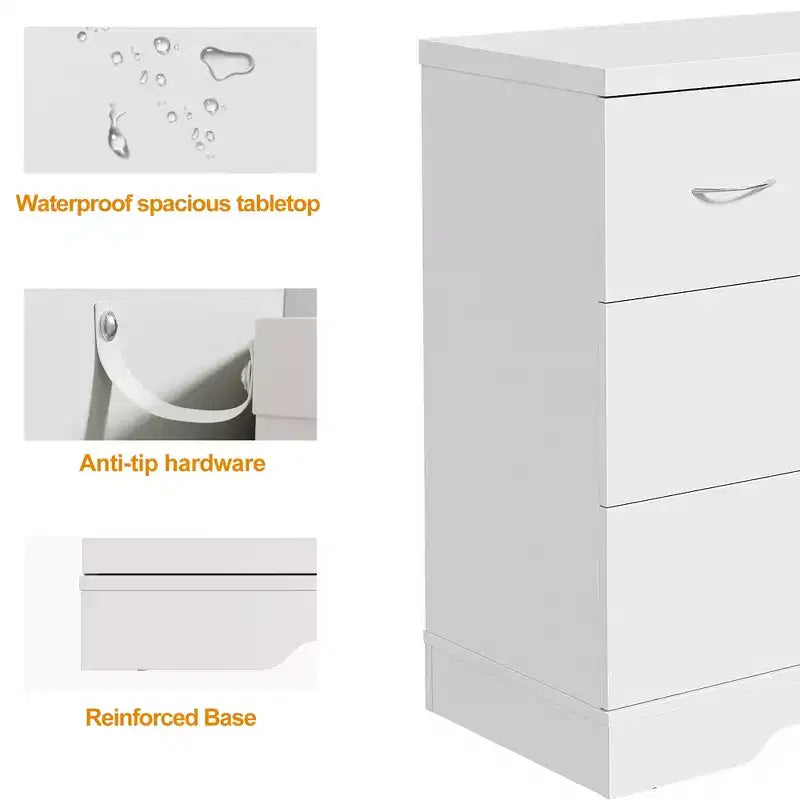 Grande commode à 8 tiroirs pour chambre à coucher, commode moderne de 140 cm de large, meuble TV avec poignées métalliques, organisateur de tiroirs en bois, blanc
