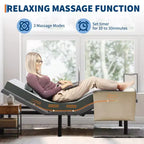 Cadre de lit réglable avec fonction de massage – Sommier électrique, Veilleuse LED sous le lit, Positions prédéfinies : Zéro gravité/Anti-ronflement/Mémoire