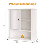 Armoire à pharmacie avec porte coulissante cannelée, armoire de salle de bain murale avec étagères réglables, rangement au-dessus des toilettes, conforme TSCA et EPA, blanc