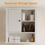 Armoire à pharmacie avec porte coulissante cannelée, armoire de salle de bain murale avec étagères réglables, rangement au-dessus des toilettes, conforme TSCA et EPA, blanc