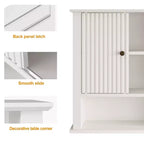 Armoire à pharmacie avec porte coulissante cannelée, armoire de salle de bain murale avec étagères réglables, rangement au-dessus des toilettes, conforme TSCA et EPA, blanc