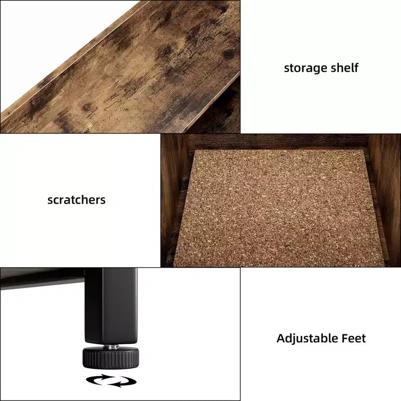 Meuble Cache-Litière pour Chat avec Griffoir et Rangement