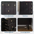 Buffet de 47 po avec tiroirs, meuble de rangement cannelé avec 2 portes et 3 tiroirs, pour entrée, cuisine, salon-