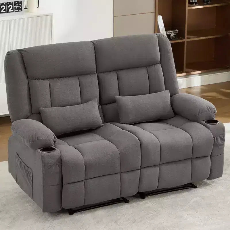 Canapé inclinable rectangulaire en tissu avec accoudoirs, surmatelas, largeur 157 cm