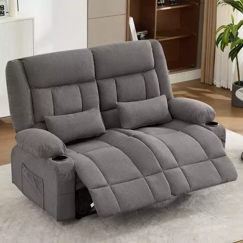 Canapé inclinable rectangulaire en tissu avec accoudoirs, surmatelas, largeur 157 cm