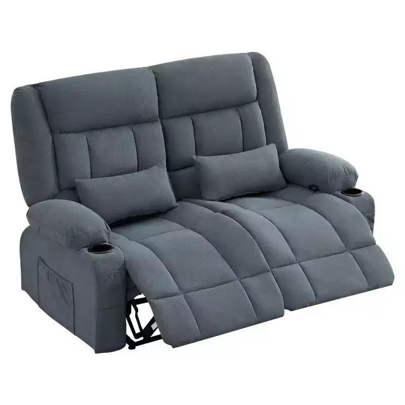 Canapé inclinable rectangulaire en tissu avec accoudoirs, surmatelas, largeur 157 cm