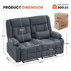 Canapé inclinable rectangulaire en tissu avec accoudoirs, surmatelas, largeur 157 cm