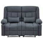 AndMakers 61.81 in. Wide Pillow Top Arm Fabric Rectangle Reclining Sofa with Cupholders