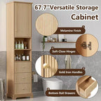 Meuble de Rangement Autonome pour Salle de Bain avec 3 Tiroirs, Étagère Réglable, Portes à Fermeture Douce
