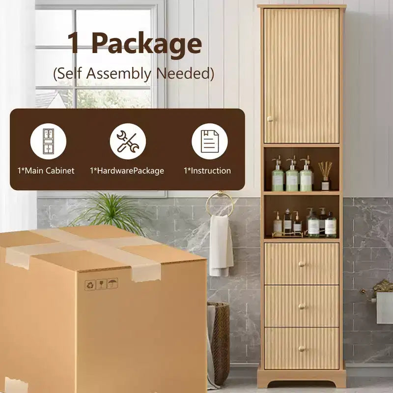 Meuble de Rangement Autonome pour Salle de Bain avec 3 Tiroirs, Étagère Réglable, Portes à Fermeture Douce