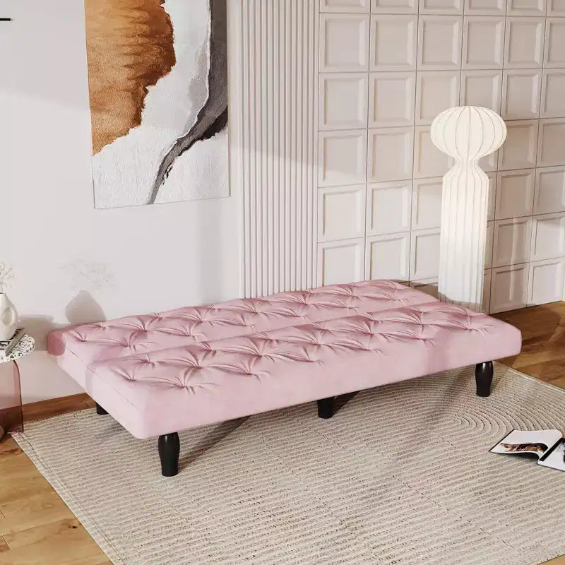Canapé-lit transformable en velours pour salon familial, appartement, chambre à coucher, rose