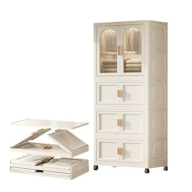 25,59 penderie pliable latérale, 25,5915,7570,87, avec porte magnétique, armoire de rangement en plastique avec roues
