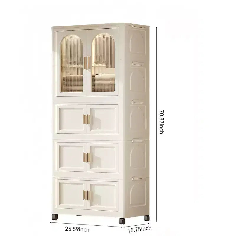 25,59 penderie pliable latérale, 25,5915,7570,87, avec porte magnétique, armoire de rangement en plastique avec roues