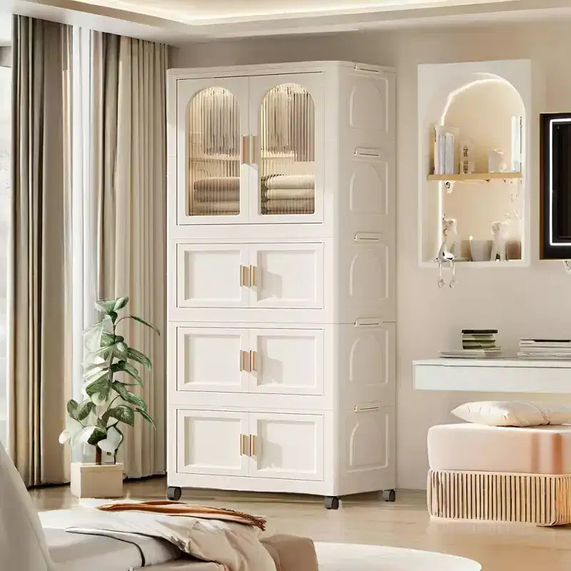 25,59 penderie pliable latérale, 25,5915,7570,87, avec porte magnétique, armoire de rangement en plastique avec roues