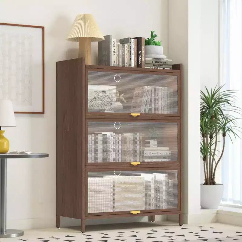 Tall Metal Storage Cabinet with 3 Flip Doors, Freestanding Steel Organizer with Ample Storage Space for Bedroom, Living Room, Kitchen