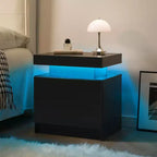 Veilleuse de chevet LED avec 2 tiroirs pour chambre à coucher (Noir)