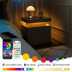 Veilleuse de chevet LED avec 2 tiroirs pour chambre à coucher (Noir)