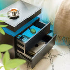 Veilleuse de chevet LED avec 2 tiroirs pour chambre à coucher (Noir)