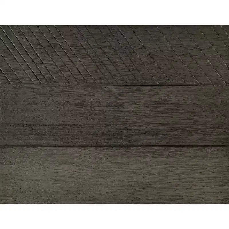Table de chevet contemporaine finition gris trois tons perchée sur des pieds en métal, placage acacia, mobilier de chambre moderne.