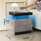 Table de chevet avec 2 tiroirs pour chambre à coucher, moderne (noir+gris)