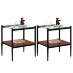 Tables d'appoint modernes avec plateau en verre trempé, lot de 2