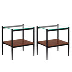 Tables d'appoint modernes avec plateau en verre trempé, lot de 2