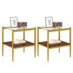 Tables d'appoint modernes avec plateau en verre trempé, lot de 2