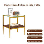 Tables d'appoint modernes avec plateau en verre trempé, lot de 2