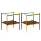 Tables d'appoint modernes avec plateau en verre trempé, lot de 2