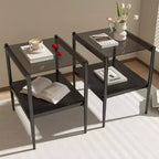 Tables d'appoint modernes avec plateau en verre trempé, lot de 2
