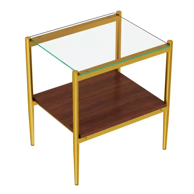 Tables d'appoint modernes avec plateau en verre trempé, lot de 2