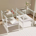 Tables d'appoint modernes avec plateau en verre trempé, lot de 2