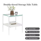 Tables d'appoint modernes avec plateau en verre trempé, lot de 2