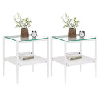 Tables d'appoint modernes avec plateau en verre trempé, lot de 2